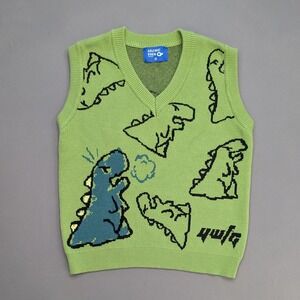 Aelfric Eden Green Dinosaur Graphic Sweater Vest M